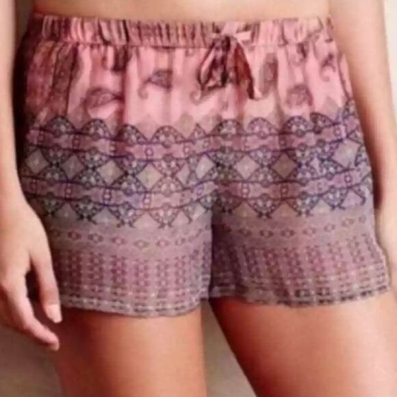 Gypsy 05 Shorts 100% Silk Beach Coverup Anthropologie Pink/Rose - Picture 1 of 13
